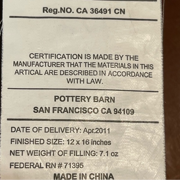 12 x 16 Pottery Barn linen accent pillow - Picture 5 of 8